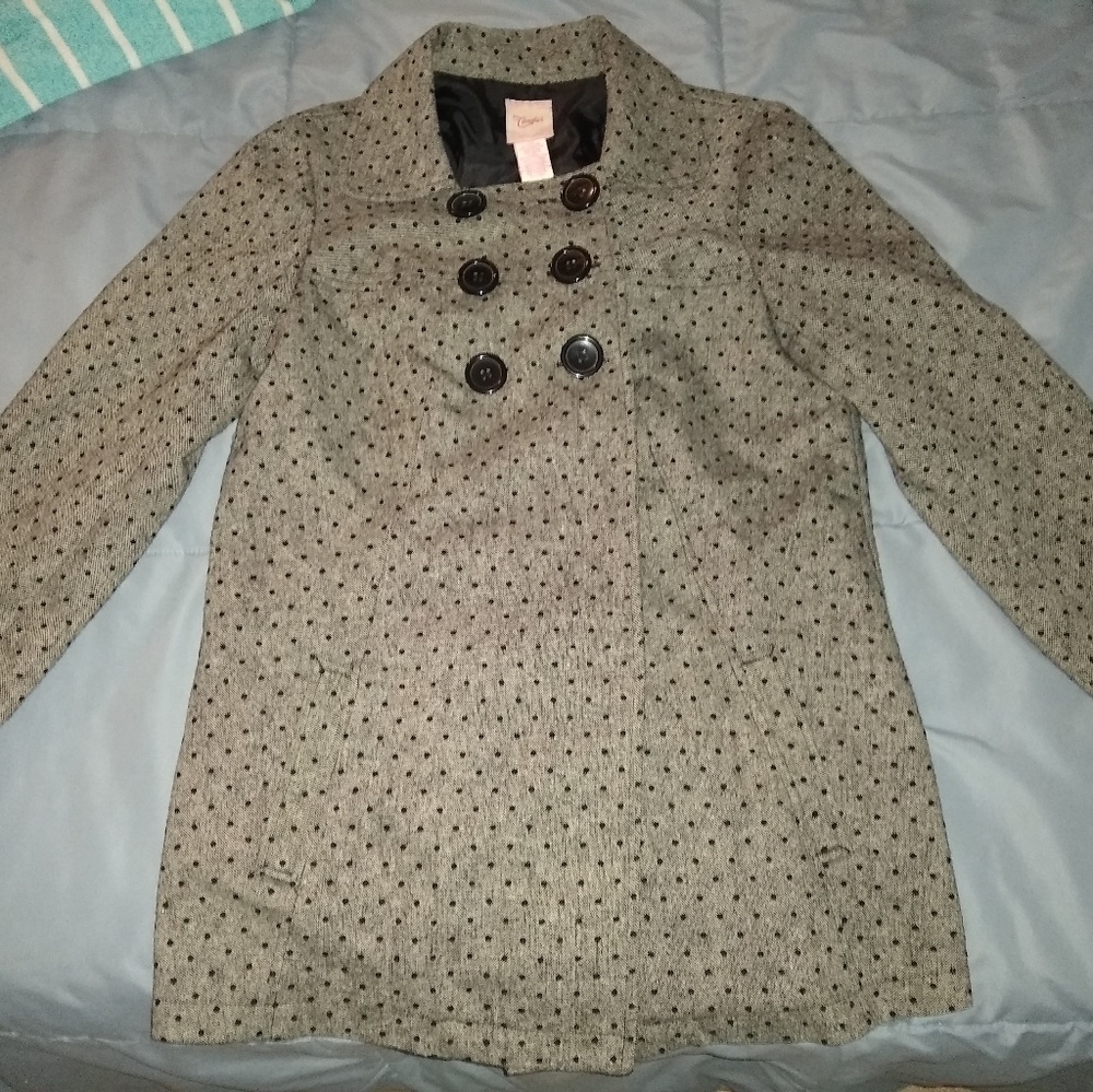 Grey and black peacoat